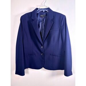 Jones New York Blazer Womens 16 Navy Blue Excellent Stretch Two Button Office